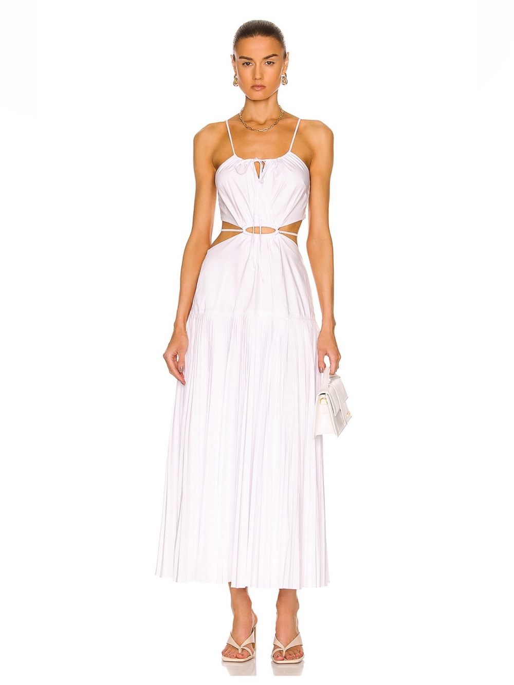 Jonathan Simkhai Rem white pleated Cutout Pleated Maxi Dress small NWT